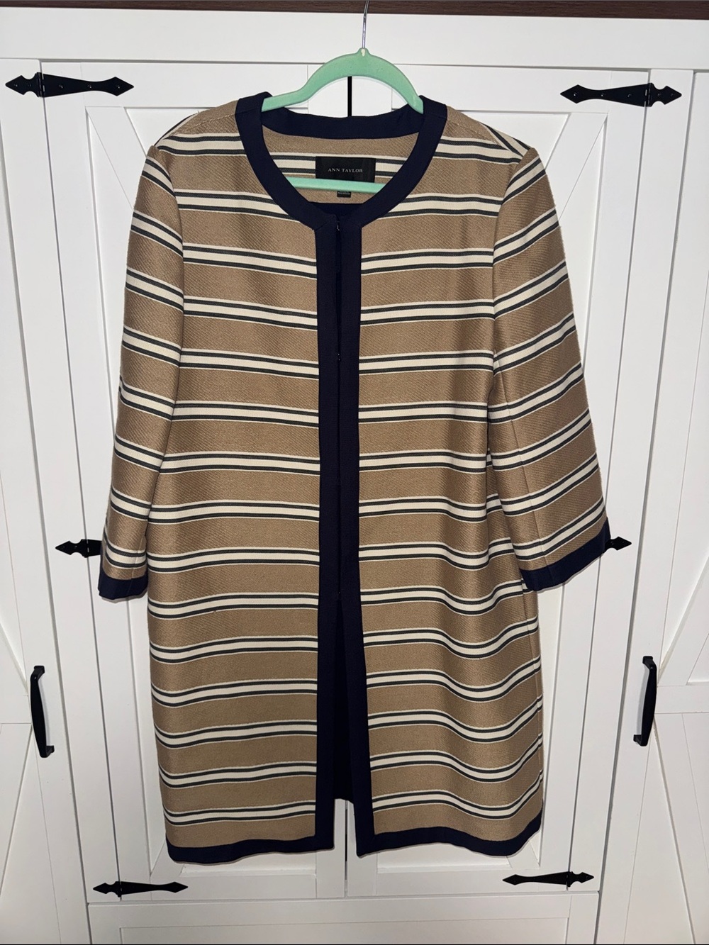ANN TAYLOR RAIL STRIPE TOPPER COAT